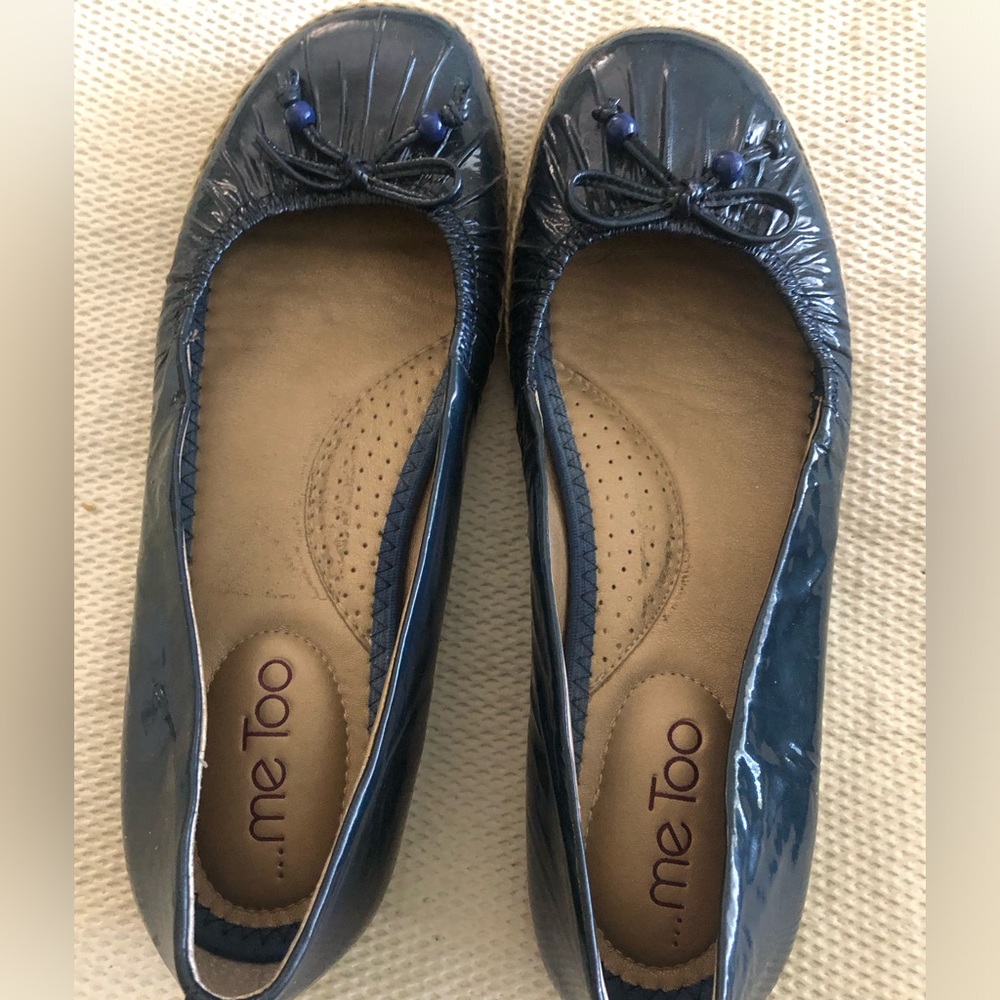 Me Too Blue Patent Slip On Ballerina Flats Size 7.  Never used.